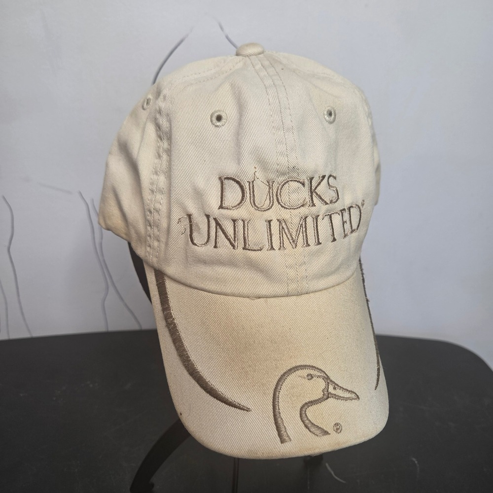 Ducks Unlimited Tan Cotton Adjustable Baseball Cap‎ Hat Hunting Outdoors OSFM